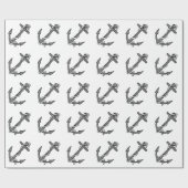 zwarte en witte anker en helling cadeaupapier (Vlak)