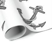 zwarte en witte anker en helling cadeaupapier (Rol Hoek)