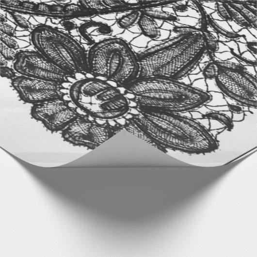 ZWARTE EN WITTE ANTIEK RUIMTEPATROON MET VERSCHIJN CADEAUPAPIER (Hoek)