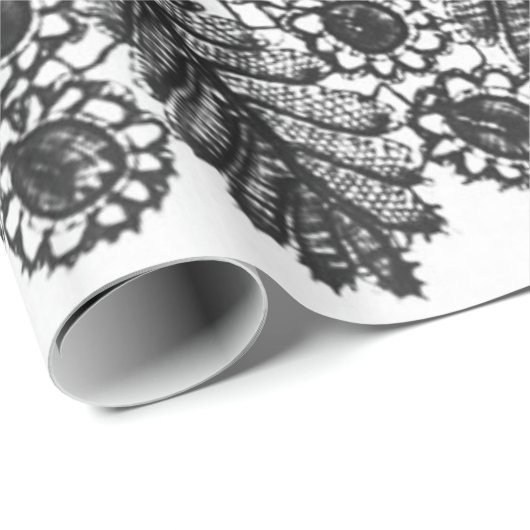 ZWARTE EN WITTE ANTIEK RUIMTEPATROON MET VERSCHIJN CADEAUPAPIER (Rol Hoek)