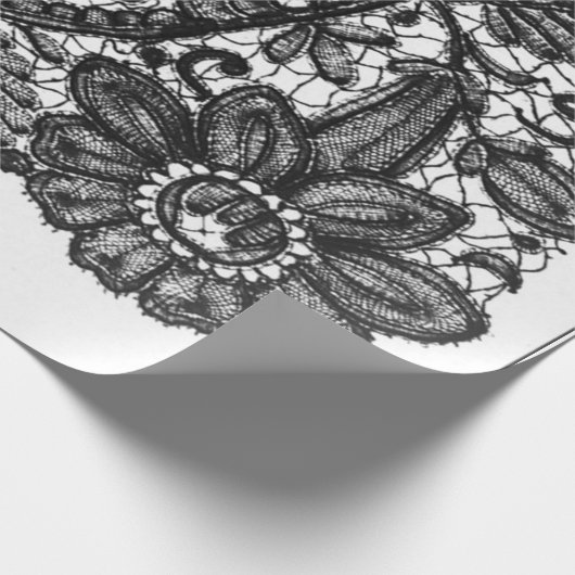 ZWARTE EN WITTE ANTIEK RUIMTEPATROON MET VERSCHIJN CADEAUPAPIER (Hoek)