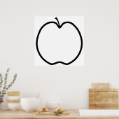 Zwarte en witte appel. poster (Keuken)