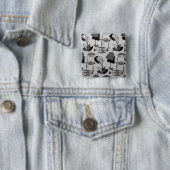 Zwarte en Witte atoompatroonButton Vierkante Button 5,1 Cm (In situ)