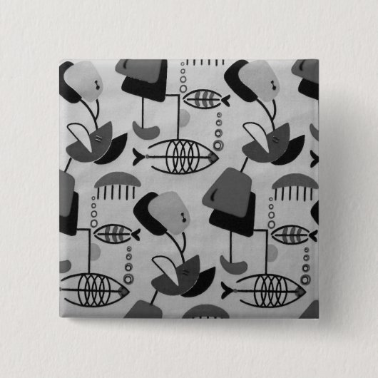 Zwarte en Witte atoompatroonButton Vierkante Button 5,1 Cm (Voorkant)