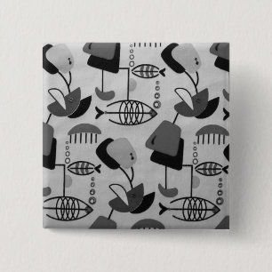 Zwarte en Witte atoompatroonButton Vierkante Button 5,1 Cm