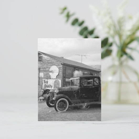 zwarte en witte auto briefkaart (Staand voorkant)