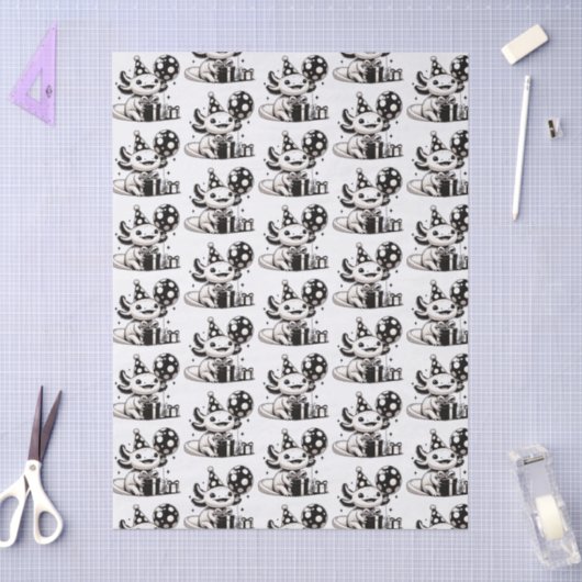 Zwarte en witte Axolotls Verjaardag Tissuepapier (Craft)