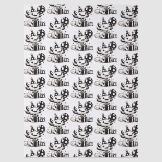 Zwarte en witte Axolotls Verjaardag Tissuepapier (Voorkant)