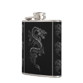 Zwarte en witte Aziatische draak Heupfles (Links)