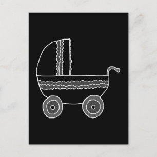 Zwarte en witte Baby Stroller. Briefkaart