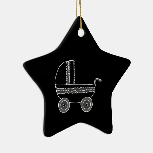 Zwarte en witte Baby Stroller. Keramisch Ornament (Rechts)