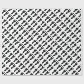 Zwarte en witte Baby voetafdrukken Cadeaupapier (Vlak)