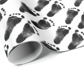 Zwarte en witte Baby voetafdrukken Cadeaupapier (Rol Hoek)