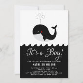 Zwarte en witte Baby walvis Het is een Baby shower Kaart (Voorkant)