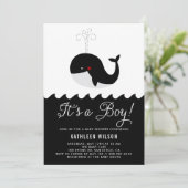 Zwarte en witte Baby walvis Het is een Baby shower Kaart (Staand voorkant)