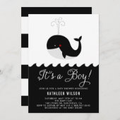 Zwarte en witte Baby walvis Het is een Baby shower Kaart (Voorkant / Achterkant)