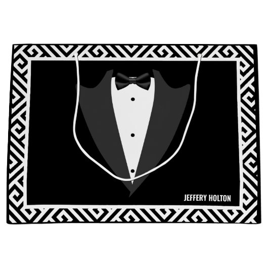 Zwarte en witte bachelorpartij groot cadeauzakje (Voorkant)