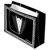 Zwarte en witte bachelorpartij groot cadeauzakje (Voorkant Gekanteld)