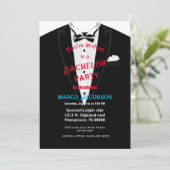 Zwarte en witte bachelorpartij kaart (Staand voorkant)