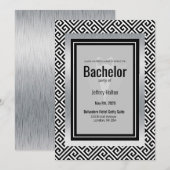 Zwarte en witte bachelorpartij save the date (Voorkant / Achterkant)