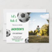 Zwarte en Witte Ball Groene Tekst Voetbal Foto Kaart (Voorkant)