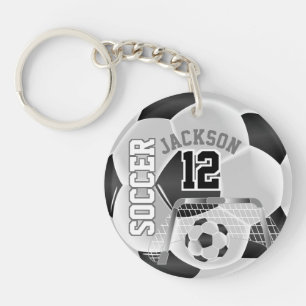 Zwarte en witte ⚽ Ball Sport Sleutelhanger