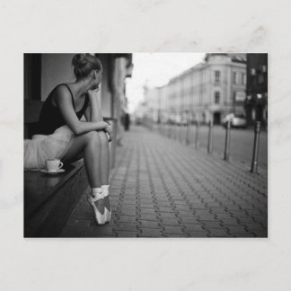 Zwarte en witte ballerina briefkaart