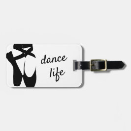 Zwarte en witte balletschoenen Dance Life Custom Bagagelabel