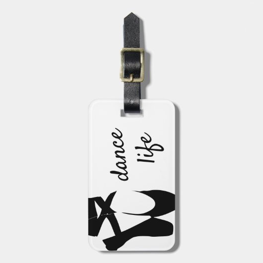 Zwarte en witte balletschoenen Dance Life Custom Bagagelabel (Voorkant verticaal)