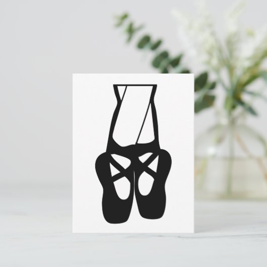 Zwarte en witte balletslippers en puntenpapier briefkaart (Staand voorkant)