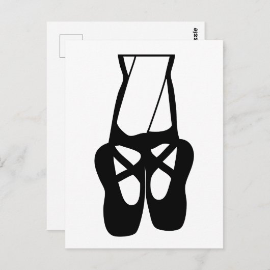 Zwarte en witte balletslippers en puntenpapier briefkaart (Voorkant / Achterkant)