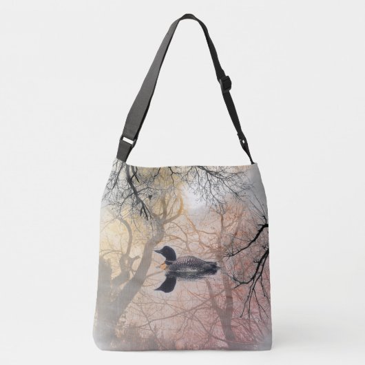 Zwarte en witte ballon op een abstract meerpleiste crossbody tas (Achterkant)