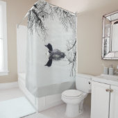 Zwarte en witte ballon op een meer-douwergordijn douchegordijn (In situ)