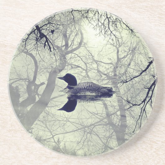 Zwarte en witte ballon op een meerzandsteen zandsteen onderzetter (Voorkant)