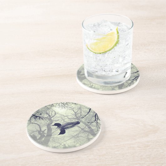 Zwarte en witte ballon op een meerzandsteen zandsteen onderzetter (Zijkant)