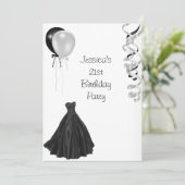 Zwarte en witte ballonnen Formele 21e verjaardag Kaart (Staand voorkant)