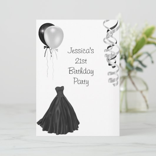 Zwarte en witte ballonnen Formele 21e verjaardag Kaart (Staand voorkant)