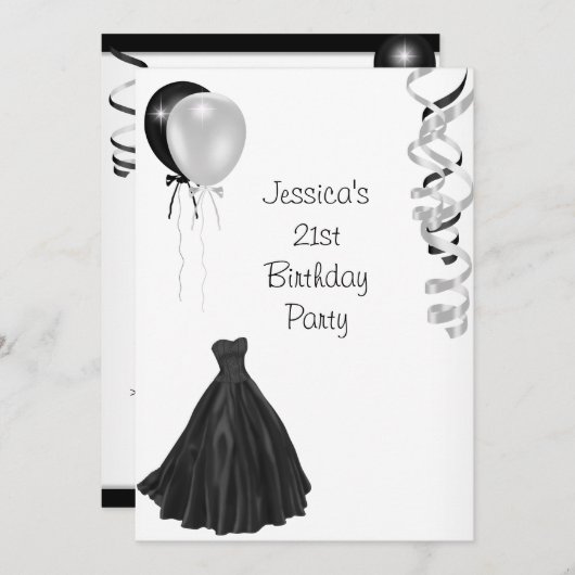 Zwarte en witte ballonnen Formele 21e verjaardag Kaart (Voorkant / Achterkant)