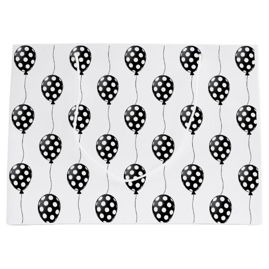 Zwarte en witte ballonnen groot cadeauzakje (Voorkant)