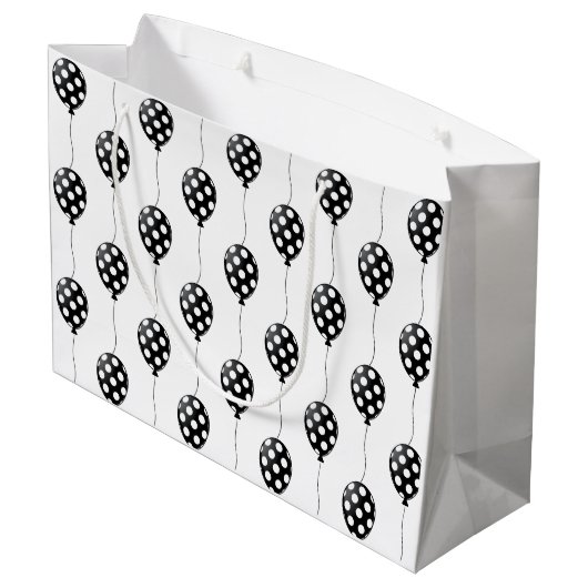 Zwarte en witte ballonnen groot cadeauzakje (Achterkant Gekanteld)