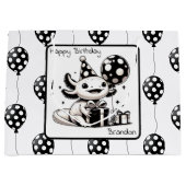 Zwarte en witte ballonnen groot cadeauzakje (Voorkant)