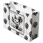 Zwarte en witte ballonnen groot cadeauzakje (Voorkant Gekanteld)