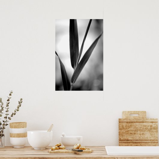 Zwarte en witte bamboevloeistof poster (Keuken)