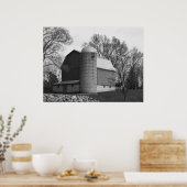 Zwarte en witte Barn Poster (Keuken)