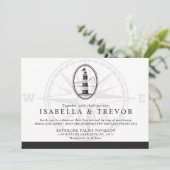 Zwarte en witte beach vuurtoren | Weddenschap Kaart (Staand voorkant)