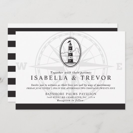Zwarte en witte beach vuurtoren | Weddenschap Kaart (Voorkant / Achterkant)