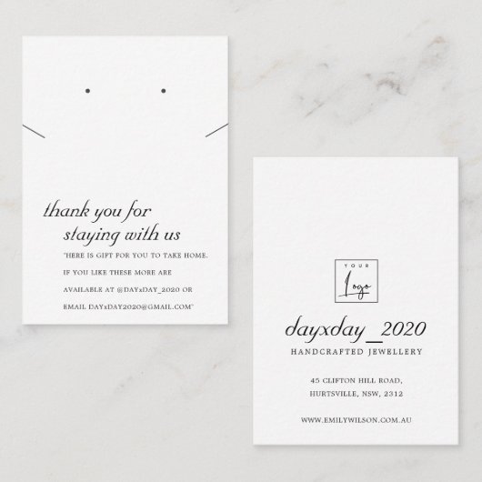 ZWARTE EN WITTE BEDANK VOOR HET KETTING VAN DE KAR PLAATSKAARTJE (Voorkant / Achterkant)