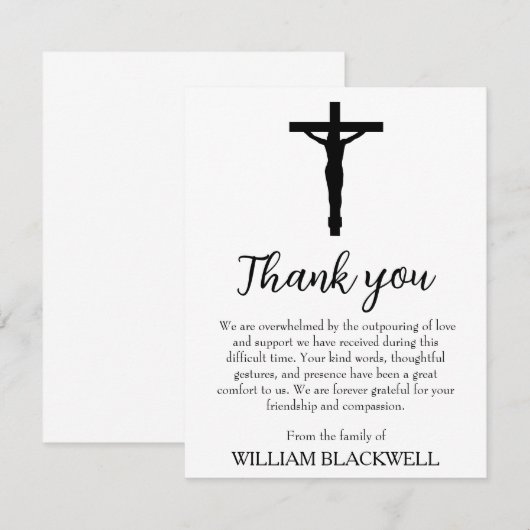 zwarte en witte begrafenis dank je kaarten (Voorkant / Achterkant)