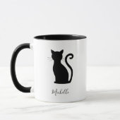 Zwarte en witte benaming Cute Black Cat Mok (Links)