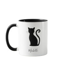 Zwarte en witte benaming Cute Black Cat